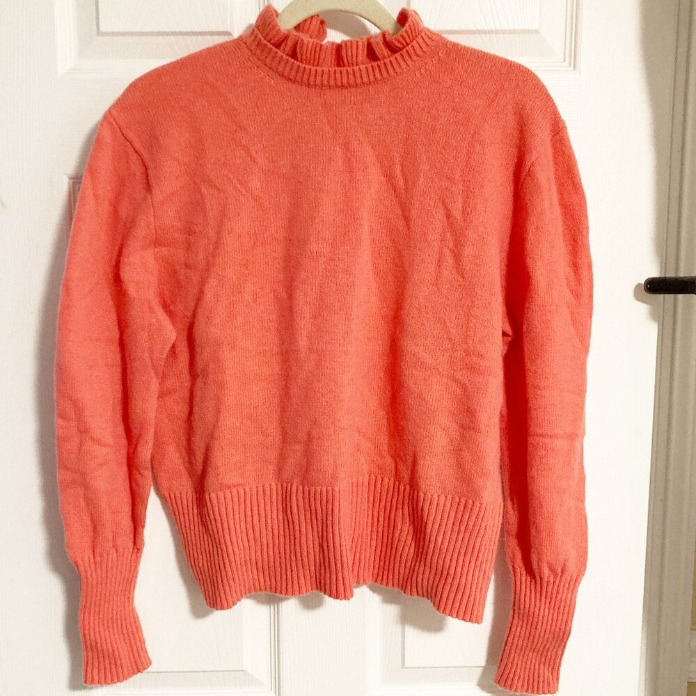 J. Crew Wool Blend Ruffled Mock Neck Sweater Size XL
